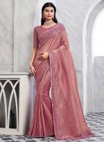 Silk Pink Party Wear Embroidery Work Saree